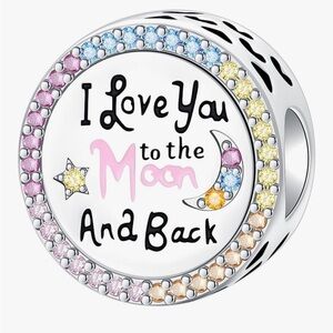 I Love You to the Moon and Back' sterling Charm fits all Pandora bracelets